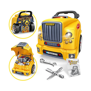 اسباب بازی موتور خودرو Motor Car Engine مدل کاپوت اتوبوس مدرسه Repair Truck School Bus Set_اسباب بازی